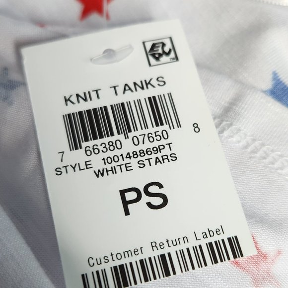 NWT STYLE & CO PATRIOTIC  STARS KNIT FLOWY TANK TOP -VARIOUS PETITE SIZES - Picture 7 of 11